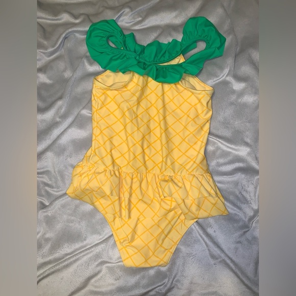 Gymboree Kids Pineapple Ruffle Swimsuit - Yellow and Green splish splash 10 - Picture 3 of 5